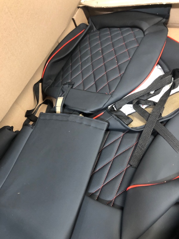 Photo 2 of HKZ Customized Special seat Cover for Toyota Corolla (Black with Red Trim(Diamond), 2020 2021 2022 Toyota Corolla L LE)