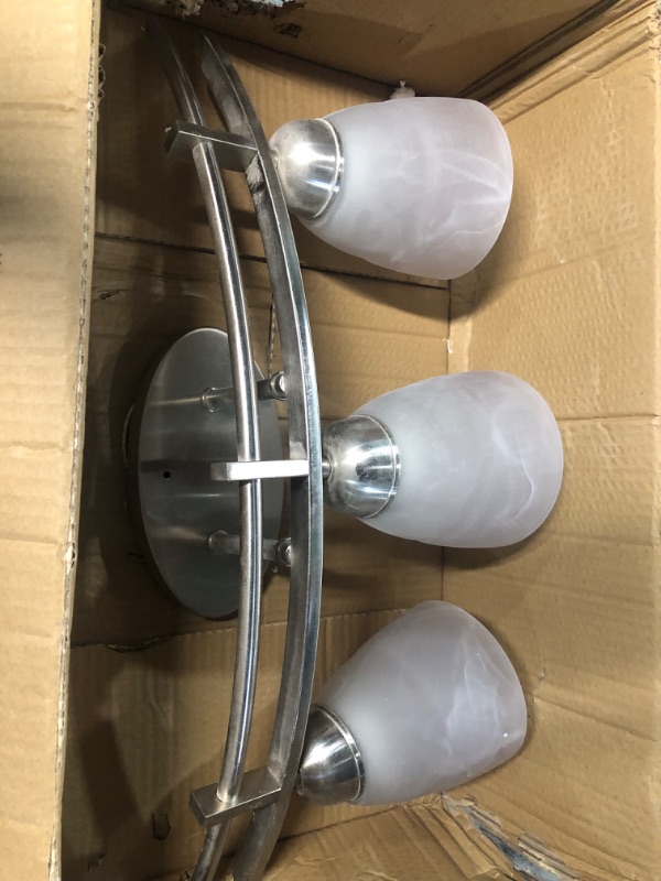 Photo 2 of * missing hardware * mounting plates *
Possini Euro Design Art Deco Modern Wall Mount Light Brushed Nickel Silver Metal Hardwired 23 1/2" Wide 3-Light Fixture 