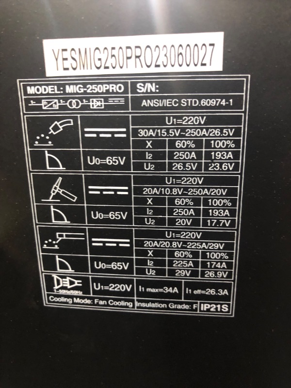 Photo 3 of **MISSING SOME HARDWARE AND CABLE SYSTEM, NON-FUNCTIONAL** YESWELDER MIG-250 PRO Aluminum MIG Welder, 250Amp 220V