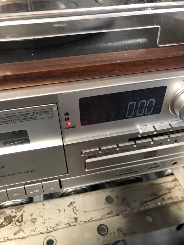 Photo 3 of (BROWN) MUSITREND 10 in 1 Record Player with Dual Stereo Speakers Vintage 3 Speed Turntable with Bluetooth