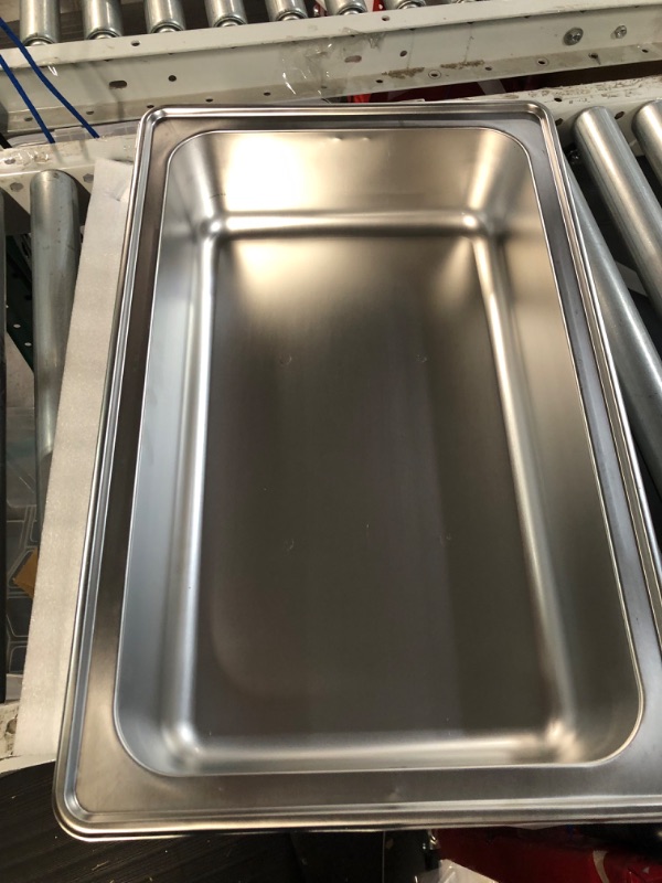 Photo 3 of **PARTS ONLY, DAMAGED HINGE** Fulgutonit Visible Roll Top Chafing Dish Buffet Set, 12QT(2 Half-Size 6QT Food Pan)