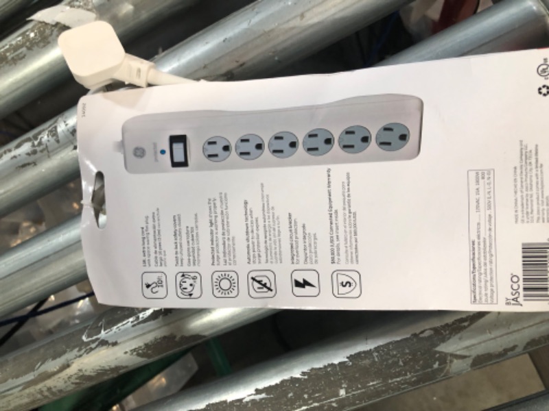 Photo 3 of GE 14092 6 Outlet Surge Protector White 10 ft Cord