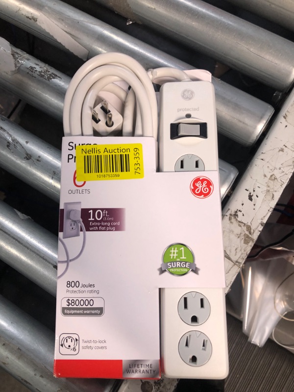 Photo 2 of GE 14092 6 Outlet Surge Protector White 10 ft Cord