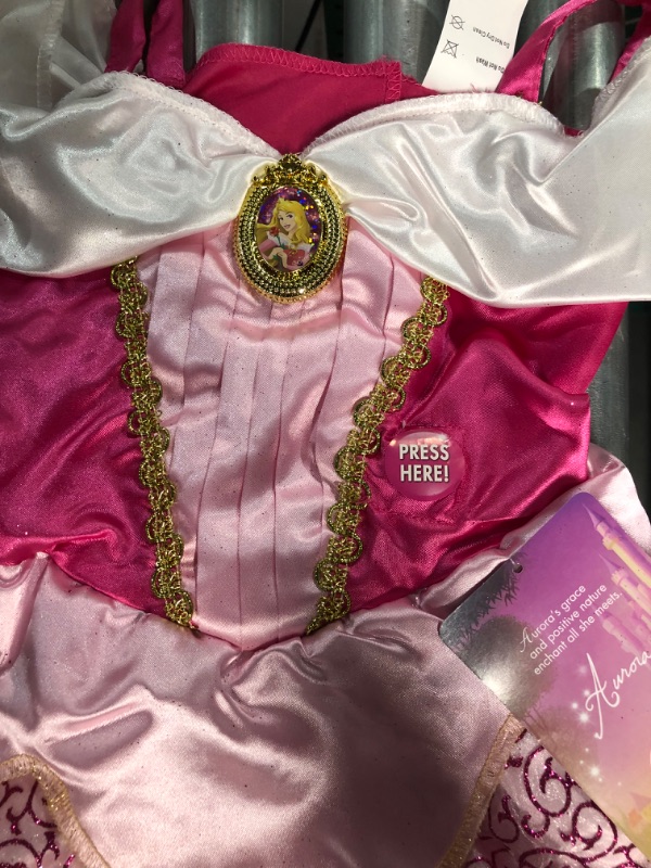 Photo 4 of Disney Princess Aurora Costume, Sing & Shimmer Musical Sparkling Dress, Size: 4-6X Sleeping Beauty