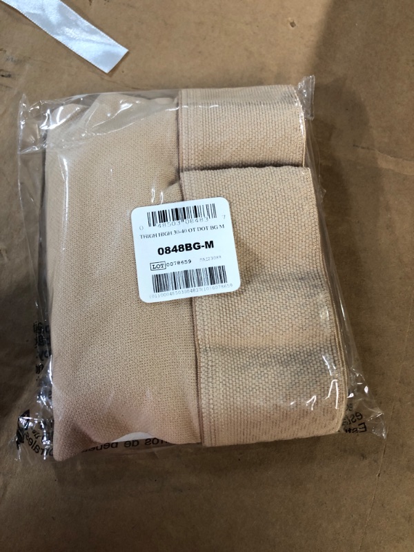 Photo 2 of (USED) Truform 30-40 mmHg Compression Stockings for Men and Women, Thigh High Length, Beige (1 Pair) Medium