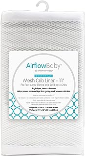 Photo 1 of AirflowBaby Mesh Crib Liner White 11” — Fits Full-Size Four-Sided Slatted and Solid Back Cribs White 11"