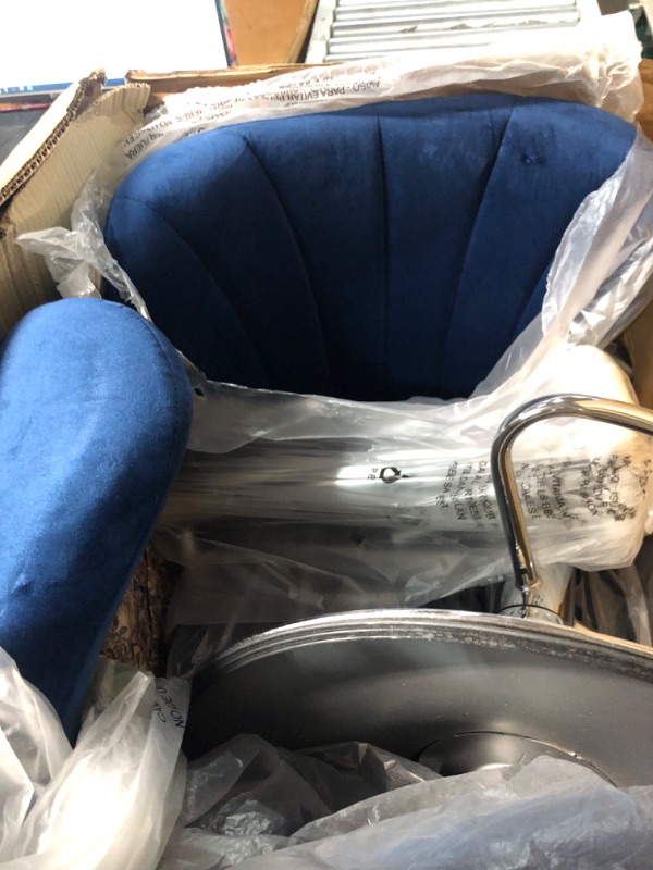 Photo 1 of **BRAND NEW**  Roundhill Furniture Ellston Upholstered Adjustable Swivel Barstools in Blue, Set of 2