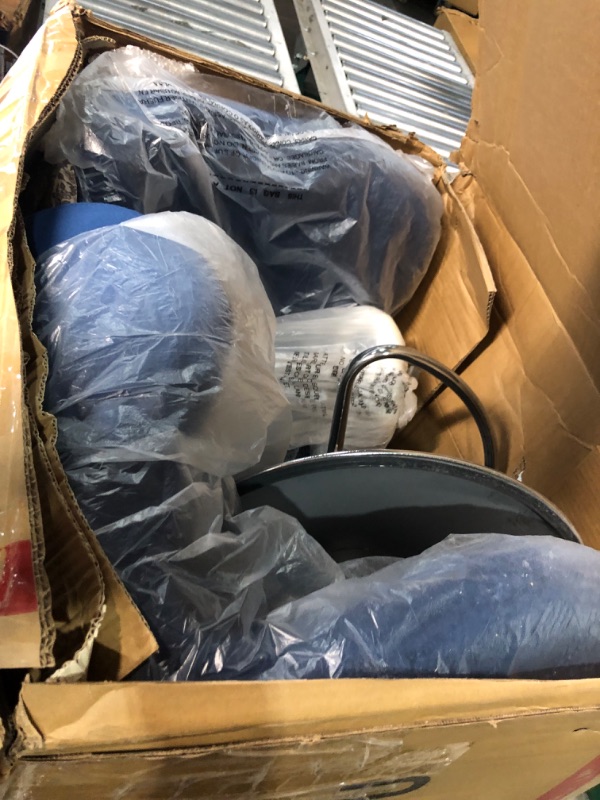 Photo 1 of **BRAND NEW**  Roundhill Furniture Ellston Upholstered Adjustable Swivel Barstools in Blue, Set of 2