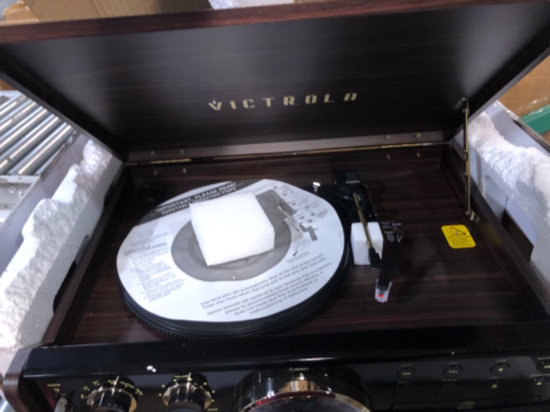 Photo 5 of **USED PRIOR** MINOR DAMAGE TESTED WORKS Victrola Empire Mid-Century 6-in-1 Turntable with 3 Speed Record Player