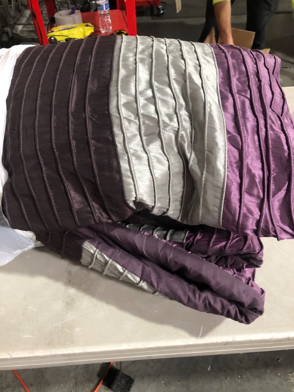 Photo 2 of Madison Park Amherst Faux Silk Comforter Set, 7 Piece Queen (90 in x 90 in) Purple