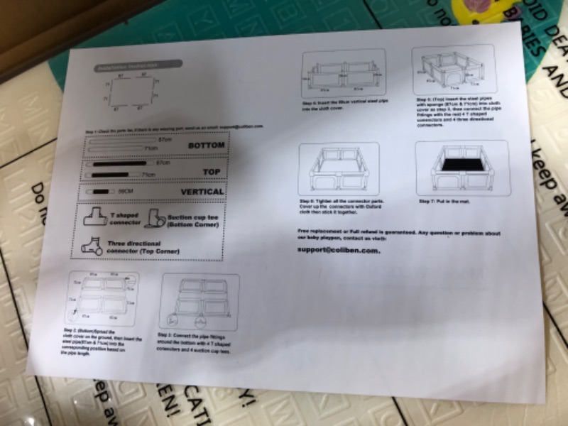 Photo 3 of COLIBEN Baby Playpen with Folding Mat, 71" X 59" X 26.5" Extra Large Playpen for Babies and Toddlers with Zipper Gate Anti-Slip Suckers,Safety Baby Playard Fence Activity Center for Indoor and Outdoor
