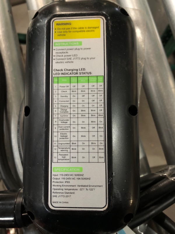 Photo 5 of AWELTEC EVMaster Level 1+2 EV Charger, 16 Amp 110-240V Total 28FT Cable