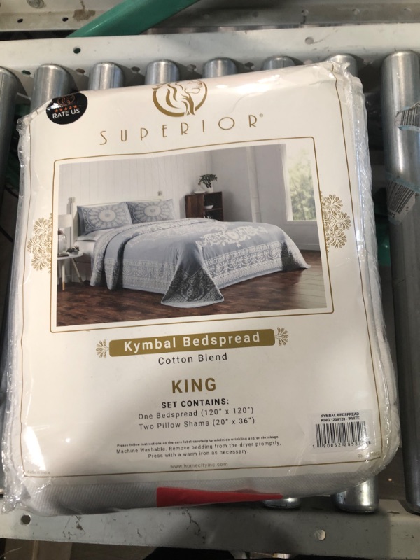 Photo 2 of * king bed *
SUPERIOR Cotton Blend Bedspread  3-Piece Set, Light Weight Blanket, 2 Matching Pillow Shams, 