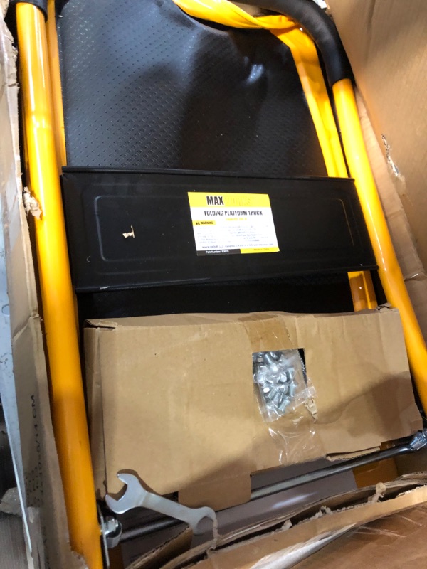 Photo 4 of MaxWorks 80876- Foldable Platform Truck Push Dolly 330 lb. Weight Capacity Black and Yellow 28.75" x 18.75" x 33"