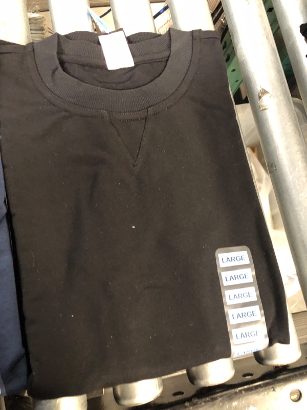 Photo 1 of French Terry Fleece Crewneck Sweatshirt LARGE NAVY AND BLACK 2 PK
