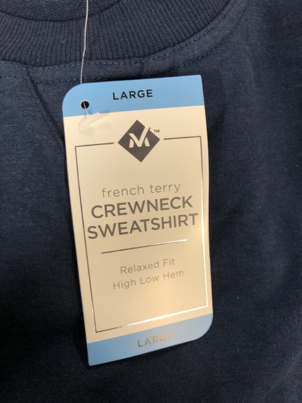 Photo 1 of French Terry Fleece Crewneck Sweatshirt LARGE NAVY AND BLACK 2 PK