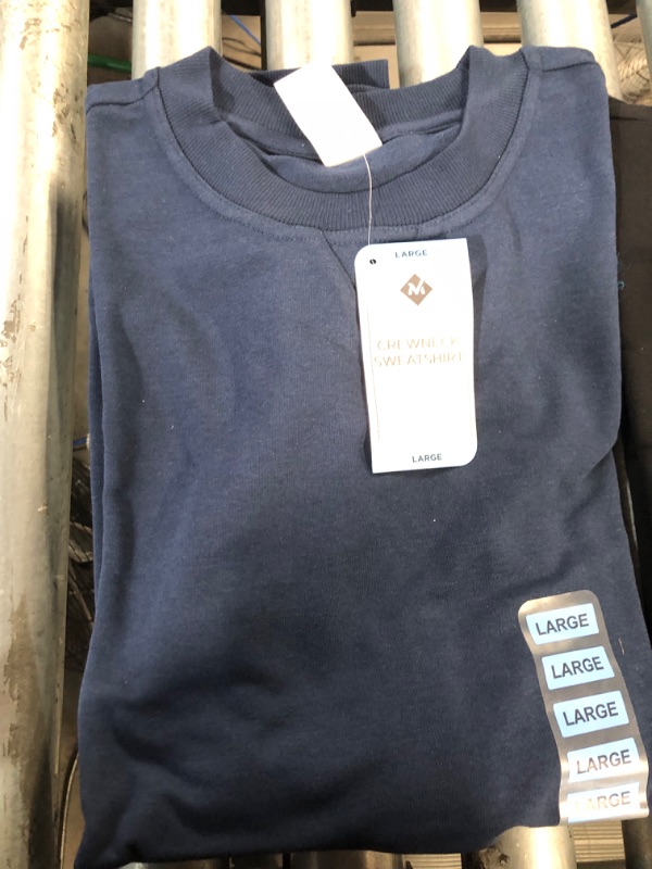 Photo 1 of French Terry Fleece Crewneck Sweatshirt LARGE NAVY AND BLACK 2 PK