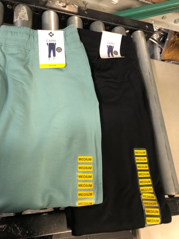 Photo 2 of French Terry Fleece Capri Jogger Sweatpant MEDIUM BLACK AND TEAL 2 PK