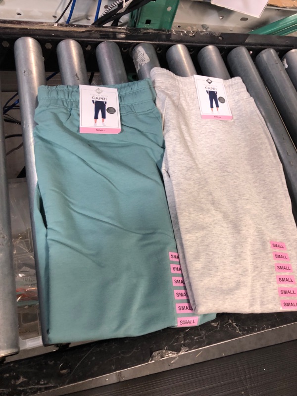 Photo 4 of French Terry Fleece Capri Jogger Sweatpant SMALL GREY AND TEAL 2 PK