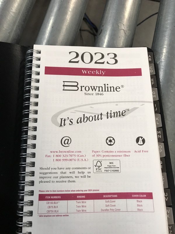 Photo 2 of Brownline 2023 Essential Weekly Planner, January to December,  Black, 8" x 5" 