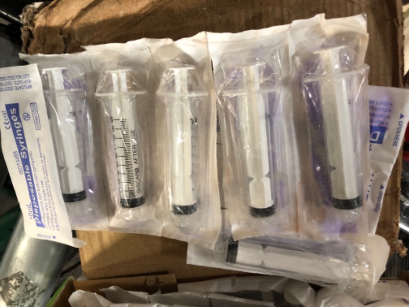 Photo 3 of *DAMAGED* 100 Pack 10ml Syringes Luer Lock with Cap, 10cc Syringe without Needle for Liquid, Individual Sterilized Wrapped