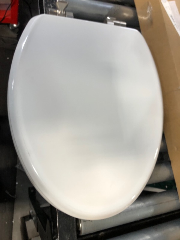 Photo 3 of *DAMAGED* Mayfair Slow Close Elongated White Molded Wood Toilet Seat