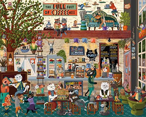 Photo 1 of Ceaco - Cindy Jackson - Cat Café - 1000 Oversized Piece Jigsaw Puzzle