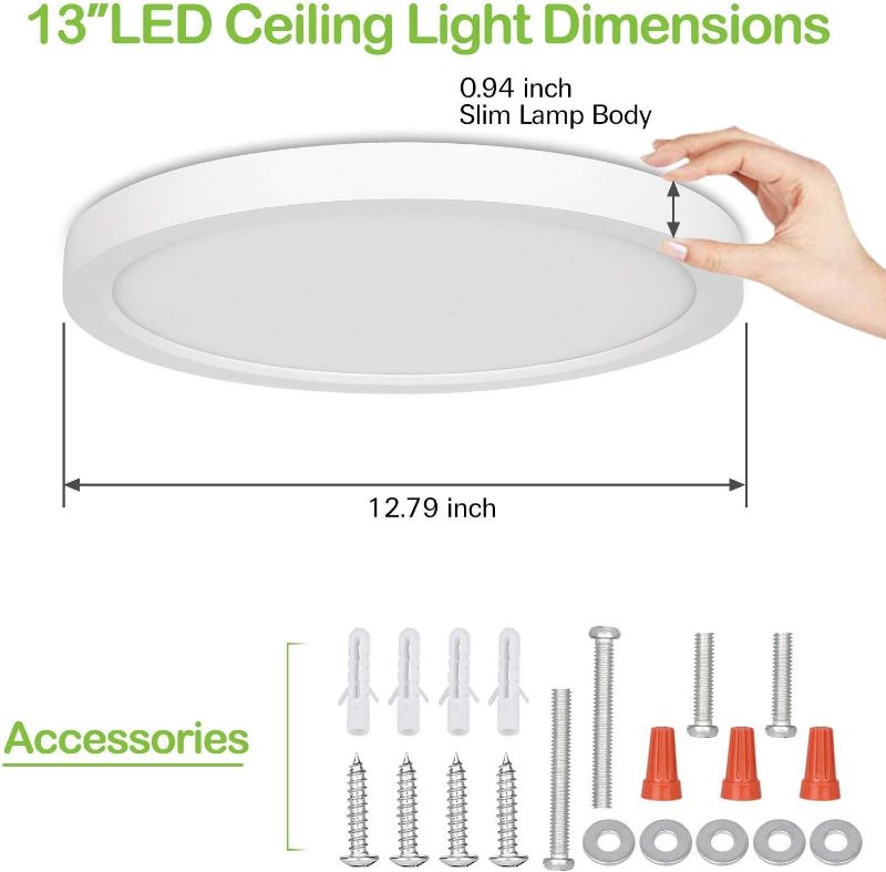 Photo 1 of (USED) hykolity 1 Pack 13 Inch Selectable CCT LED Round Flat Panel Light