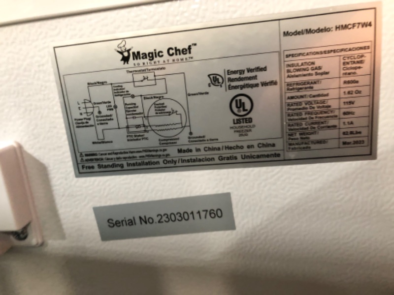 Photo 8 of **damage** Magic Chef 7.0 cu. ft. Chest Freezer