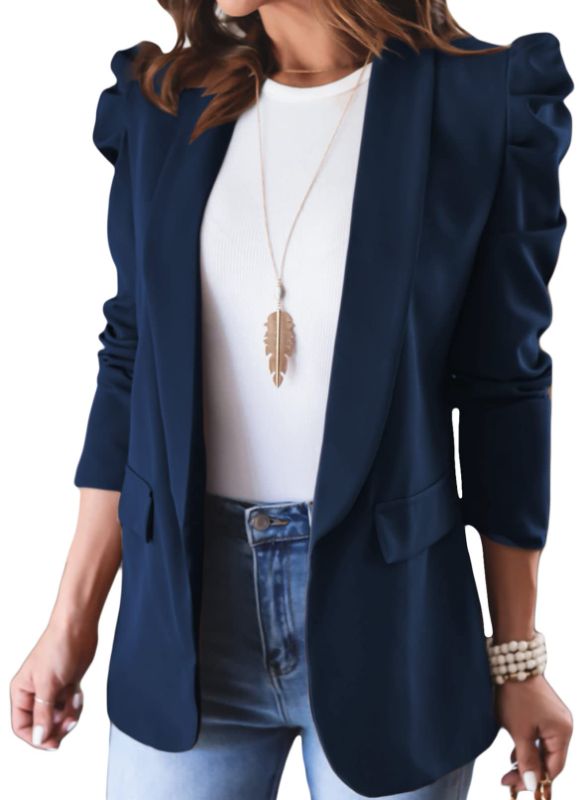 Photo 1 of Asvivid Womens Puff Sleeve Blazer Large Blue