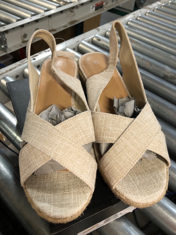 Photo 2 of (USED) mysoft Women's Espadrille Wedge Sandals Platform 8.5 Beige