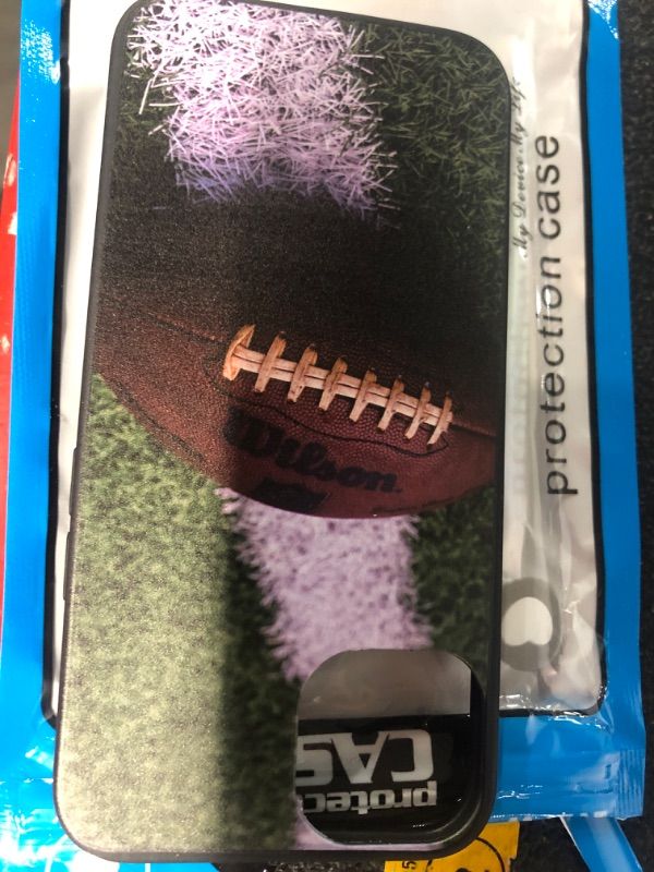 Photo 2 of Phone Case with Football Elements Compatible with iPhone 13 