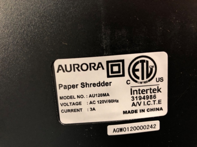 Photo 5 of **SEE NOTES** Aurora 120-Sheet Auto Feed Micro-Cut Paper Shredder**SEE NOTES** 