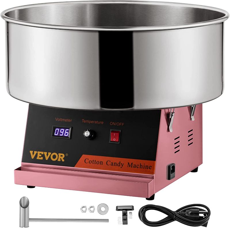 Photo 1 of VEVOR Electric Cotton Candy Machine, 19.7-inch Cotton Candy Maker, 1050W Candy Floss Maker, Pink Commercial Cotton Candy Machine with Stainless Steel Bowl and Sugar Scoop, Perfect for Family Party