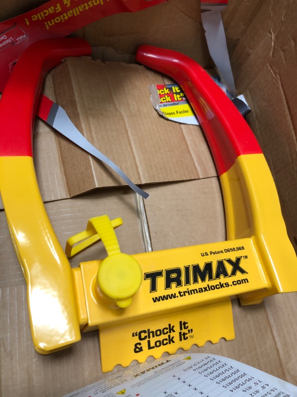 Photo 3 of Trimax TCL75 Deluxe Universal Wheel Chock Lock-Yellow/Red