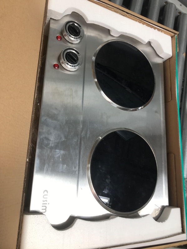 Photo 3 of ***PARTS ONLY*** CUSIMAX 1800W Double Hot Plate, Stainless Steel Silver Countertop Burner Portable Electric Double Burners Electric Cast Iron Hot Plates Cooktop