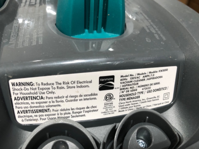 Photo 6 of ***MISSING PARTS***Kenmore KW3050 Wet Dry Canister Vac 4 Gallon 5 Peak HP 2-Stage Motor Shop Vacuum Cleaner with Washable HEPA Filter & Dust Bags for Hard Floor & Carpet, Black