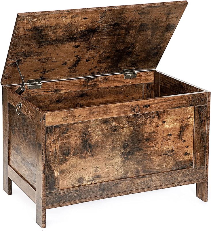 Photo 1 of HOOBRO Storage Chest, Retro Toy Box Organizer with Safety Hinge, Entryway Storage Bench Supports 220 lb, 29.9 x 15.7 x 18.9 Inches, Toy Chest, Wooden Look, Easy Assembly, Rustic Brown BF75CW01G1
