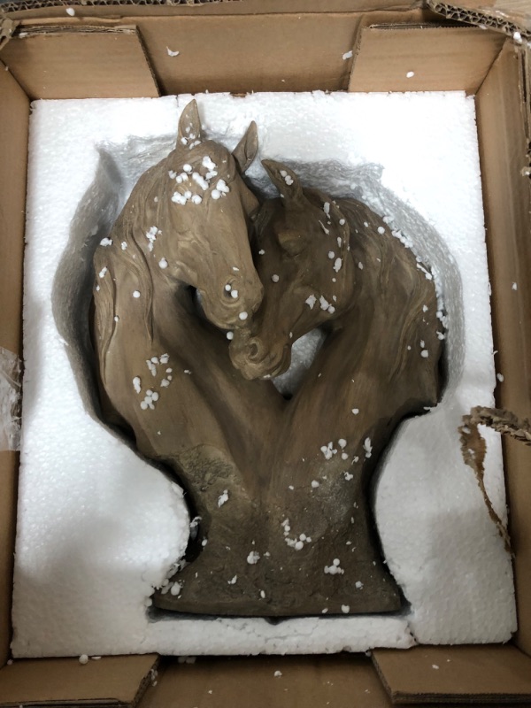 Photo 2 of Touch of Class Loving Horses Table Sculpture Tan - Light Brown - Made of Resin - Display Decor for Horse Lovers Bedroom, Living Room - Animal Head Bust Statues - Nuzzling Equine