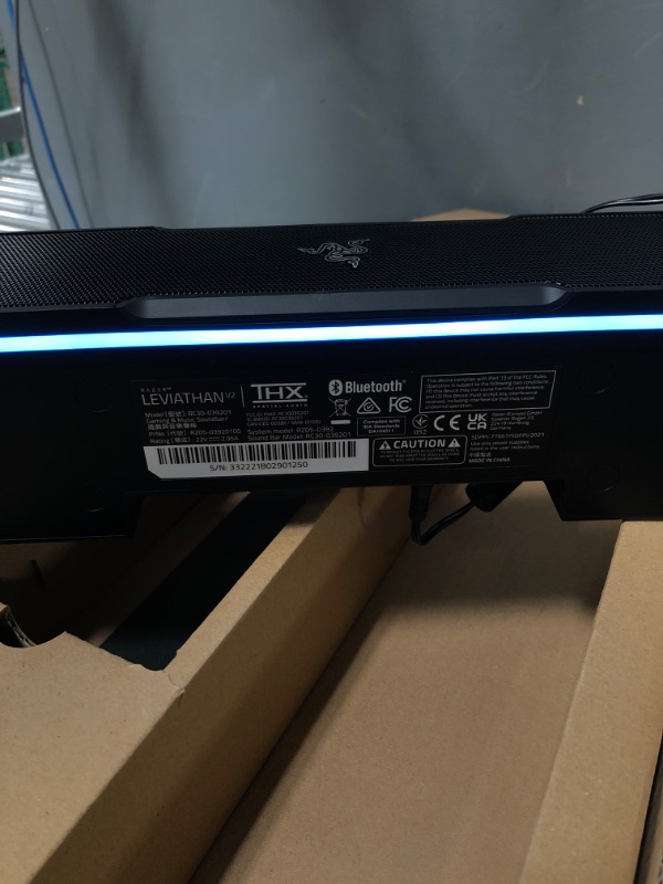 Photo 4 of Razer Leviathan V2: Multi-Driver PC Gaming Soundbar with Subwoofer - THX Spatial Audio - Compact Design - Chroma RGB - Bluetooth 5.2 - for PC, Desktop/Laptop, Smartphones, Tablets & Nintendo Switch