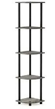 Photo 1 of *MISSING PARTS* Furinno Turn-N-Tube 5 Tier Corner Display Rack Multipurpose Shelving Unit, 1-Pack, French Oak Grey/Black
