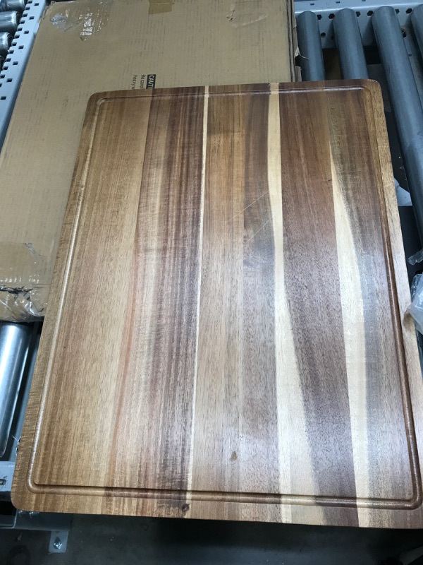 Photo 2 of **MINOR SCRATCHES**Extra Large Cutting Board, 24 x 18 Inch Large Wooden Cutting Boards for Kitchen, Thick Acacia Wood Cutting Board with Juice Groove, Butcher Block Cutting Board for Meat, Large Charcuterie Board Acacia cutting board