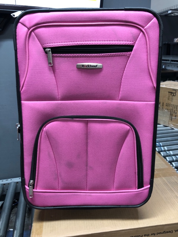 Photo 1 of Rockland Fashion Softside Upright Luggage Set, Pink, 2-Piece (14/19) 2-Piece Set (14/19) Pink Frustration-Free Packaging