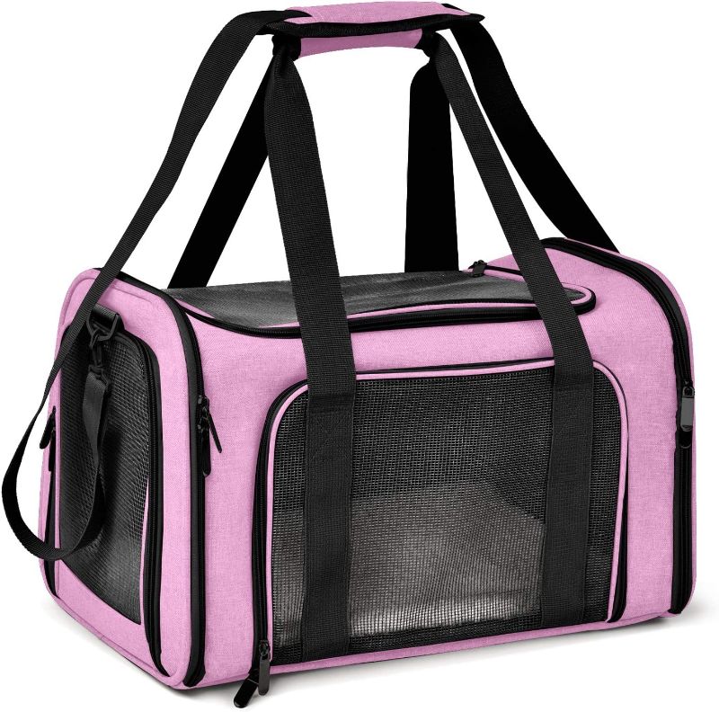 Photo 1 of  Cat Carriers Dog Carrier Pet Carrier for Small Medium Cats Dogs Puppies up to 15 Lbs, TSA Airline Approved Small Dog Carrier Soft Sided, Collapsible Travel Puppy Carrier - Pink