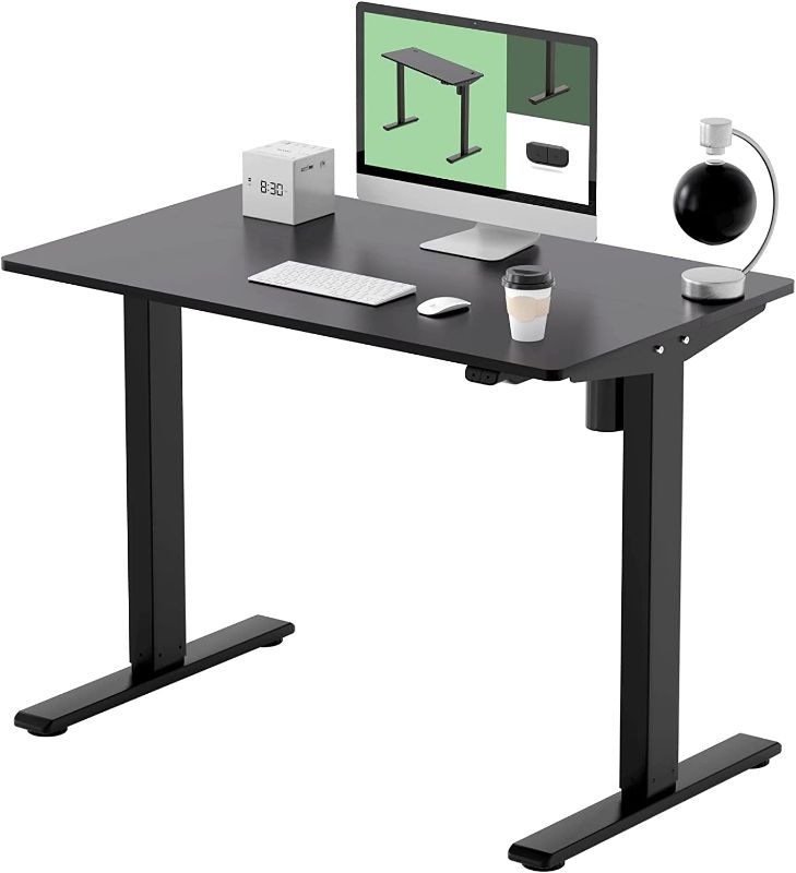 Photo 1 of white-FLEXISPOT EG1 40 x 24 Inches Standing Desk, Height Adjustable Desk Electric Sit Stand Up Desk with Splice Board Home Office Desks Vic