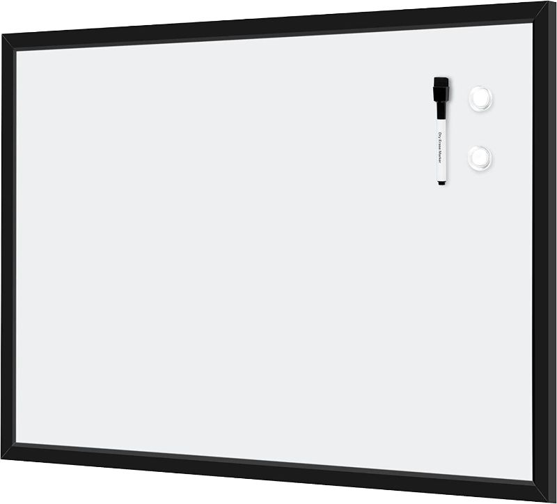 Photo 1 of *MINOR DAMAGE* Amazon Basics Magnetic Dry Erase White Board, 35 x 23-Inch Whiteboard - Black Wooden Frame
