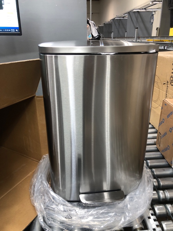 Photo 2 of * See Notes * QUALIAZERO 50L/13Gal Heavy Duty Hands-Free Stainless Steel Commercial/Kitchen Step Trash Can, Fingerprint-Resistant Soft Close Lid Trashcan, 50L / 13 GAL