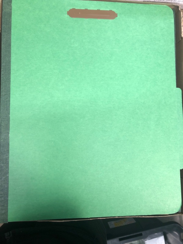 Photo 2 of Smead 100% Recycled Pressboard Classification File Folder, 2 Dividers, 2" Expansion, Letter Size, Green, 10 per Box (14063)