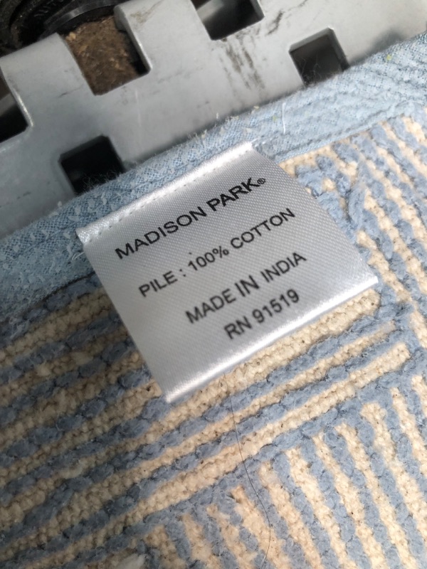 Photo 4 of **MINOR DAMAGE**Madison Park Evan 100% Cotton Bathroom Rug Non Slip Backing-Luxrurious Tufted Plush Bath Mat Absorbent, Quick Dry, Spa Design Shower Room Décor, 24x40, Blue
