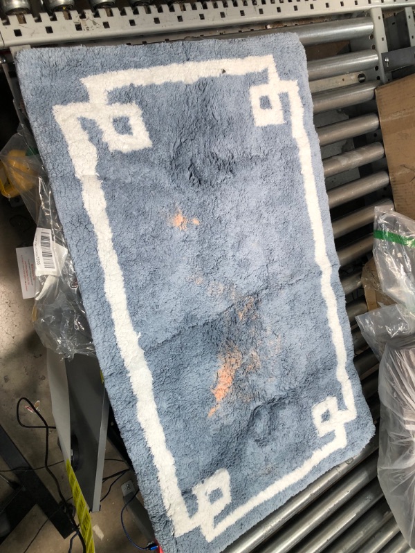 Photo 1 of **MINOR DAMAGE**Madison Park Evan 100% Cotton Bathroom Rug Non Slip Backing-Luxrurious Tufted Plush Bath Mat Absorbent, Quick Dry, Spa Design Shower Room Décor, 24x40, Blue
